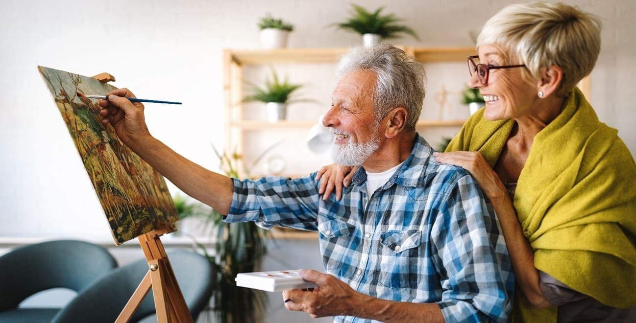 Seniors using technology together